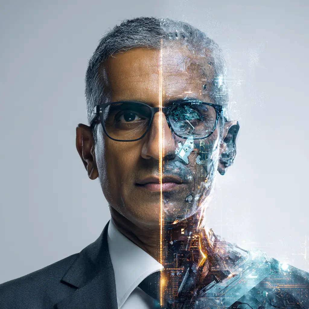 anthonydh. a hyper realistic vertical split portrait of a man. 4dac0bcb c324 45f0 8dec 70f0d64b9703