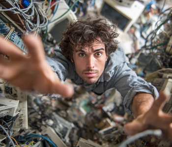 hanneyp a man struggling to escape from a pile of old computers 0af18404 b43a 4096 b571 3045e8872e57